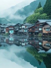 Fototapeta premium Houses Near Lake