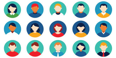 Fototapeta premium Collection of diverse and colorful avatar icons representing different people and profiles
