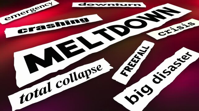 Meltdown News Headlines Bad Downturn Emergency Crisis 3d Animation