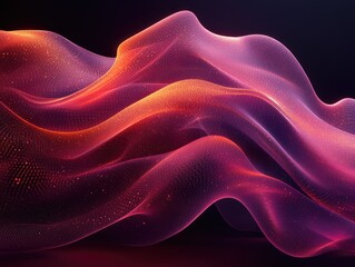 Obraz premium Abstract pink and orange glowing wave; particle design. Ideal for tech, luxury, or fantasy themes.