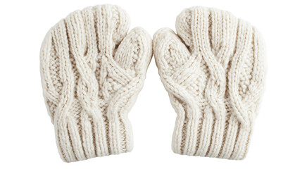 Pair of white knitted isolated on a white background close up view.