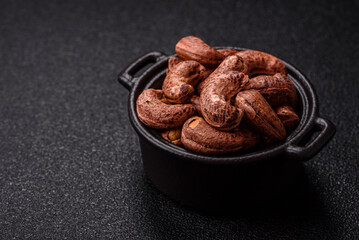Cashew nuts in shell in bowl