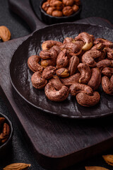 Cashew nuts in shell in bowl