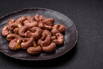 Cashew nuts in shell in bowl