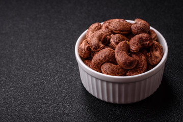 Cashew nuts in shell in bowl
