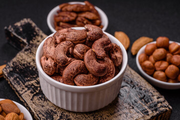 Cashew nuts in shell in bowl
