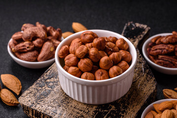 Raw hazelnuts without shells in a bowl