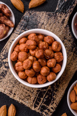 Raw hazelnuts without shells in a bowl