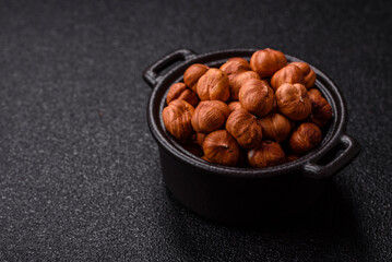 Raw hazelnuts without shells in a bowl