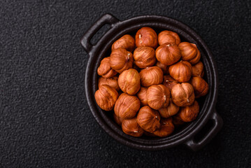 Raw hazelnuts without shells in a bowl