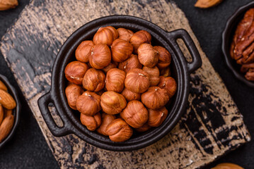 Raw hazelnuts without shells in a bowl