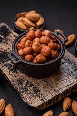 Raw hazelnuts without shells in a bowl