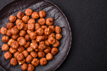 Raw hazelnuts without shells in a bowl