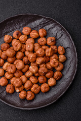 Raw hazelnuts without shells in a bowl