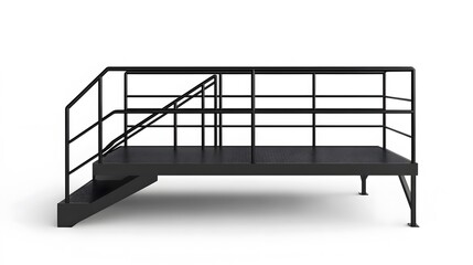 Industrial Metal Platform Stairs Safety Railing 3D Model