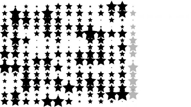 Abstract black geometrical star shapes moving in white background in black and white, pulsating motion patters background, animation in old retro superhero flash movement stickers