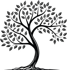 black and white floral tree