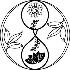 black and white floral ornament