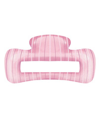 Watercolor Pink Hair Claw Clip, Hand Drawn Feminine Accessory, Stylish Hair Decoration on Transparent Background