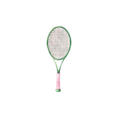 Watercolor Tennis Aesthetic Illustration, Girly Sport Illustration, Hand Painted Racket, Green and Pink Racket.