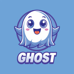 Obraz premium Enchanting Vector Cartoon of a Cute Ghost Mascot Character with Artistic Details