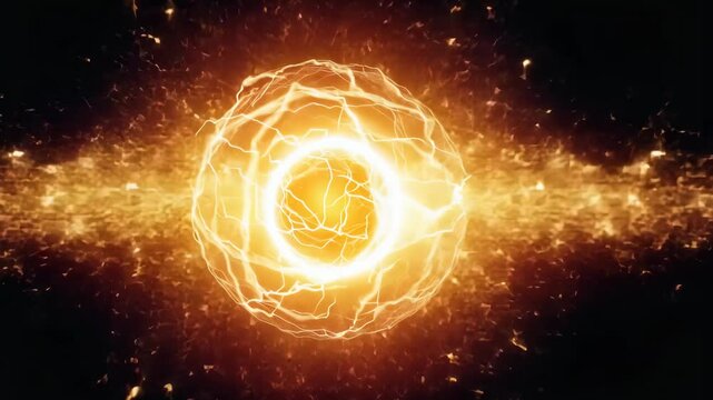 Abstract glowing golden core with energy field, perfect for sci-fi, science, and World Science Day