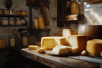 Cheese Display with Cozy Ambiance