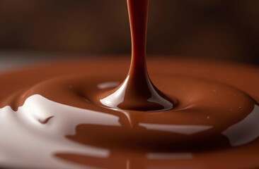 A jet of milky liquid chocolate in close-up.