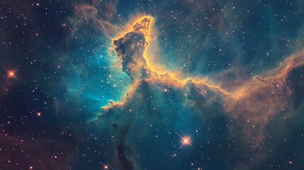 Fototapeta premium A detailed infrared view of the Carina Nebula revealing intricate starforming regions hidden within cosmic clouds