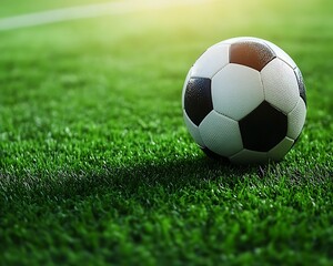 Fototapeta premium Soccer ball on green field during day