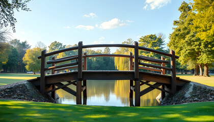 Obraz premium wooden bridge on park , with white tonespng