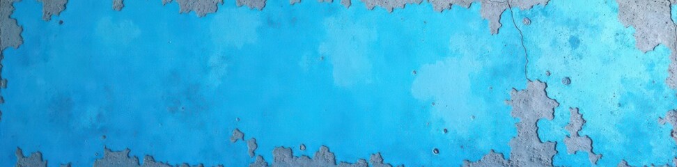 Obraz premium Rough textured blue wall, paint incomplete, showing patches of bare plaster, texture, studio, bare plaster