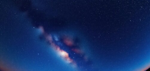 Fototapeta premium Vast, swirling Milky Way panorama showcasing cosmic dust and star clusters, night sky, stellar