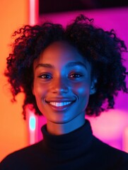 Vibrant Gen Z Wellness Portrait Empowering Inclusive Representation with Dynamic Neon Color Blocking and Confident Textural Expression