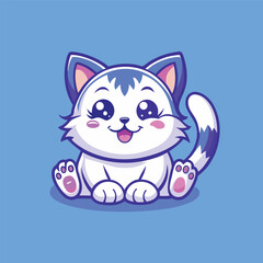 Obraz premium Adorable Lazy Cat Cartoon Character with a Cheeky Smile