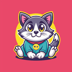 **** Adorable Lazy Cat Mascot Cartoon Character with a Delightful Vector Style