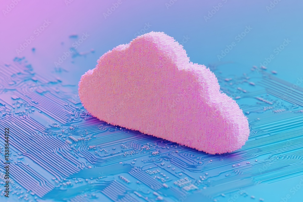 Leinwandbilder Soft Pastel Cloud Computing Innovative Digital Transformation Visualizing Tech Connectivity through Ethereal of Cloud Infrastructure