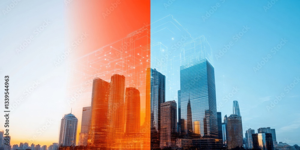 Leinwandbilder futuristic urban connectivity smart megacity digital transformation visualizing ai-powered architect