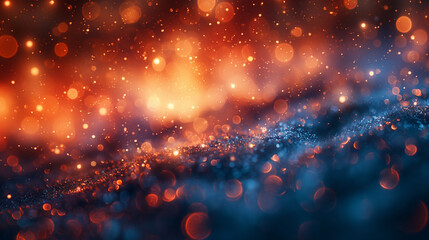 Vibrant Abstract Bokeh with Blue and Orange Sparkling Particles