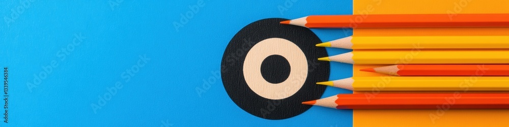 Aufkleber Minimalist Goal Achievement Visualization Precision Pencils Targeting Success with Bold Color Psychology in Strategic Performance Design