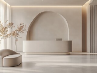Elegant modern reception area featuring minimalist design and decor