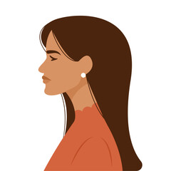 straight hair woman portrait, vector illustration