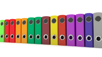 Colorful office metal rings for bookbinding – high-resolution stock photo on pure white background