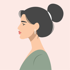 asian woman portrait, vector illustration