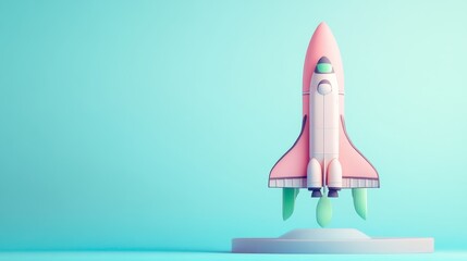 Obraz premium Space Pastel Pink Moment Text Launchpad Blue Right