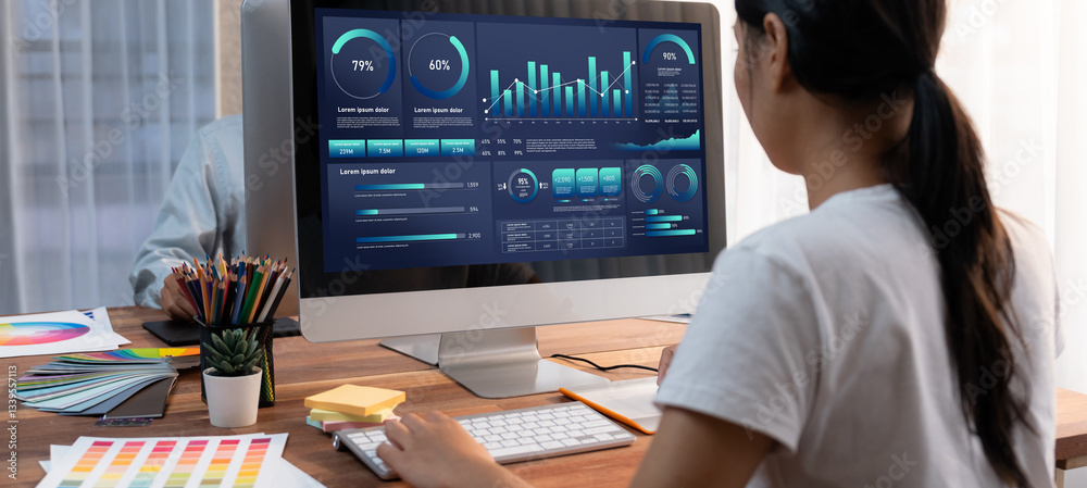 Leinwandbilder business data dashboard provide business intelligence analytic for marketing strategy planning brisk