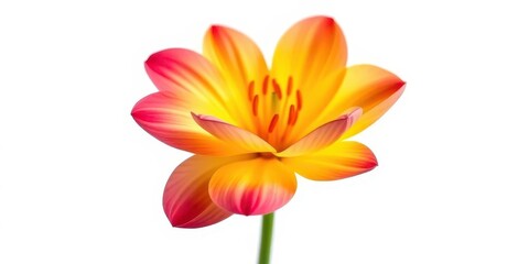 Naklejka premium A single vibrant bloom, petals unfurled, isolated against a pure white backdrop, fresh, botanical