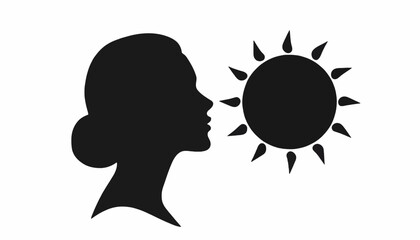Minimalist silhouette of sun rising behind woman’s head symbolizing hope for International Women’s Day