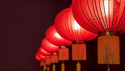 A balanced layout featuring traditional Chinese lanterns on one side, leaving ample space for text, perfect for festive design