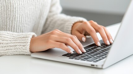 person typing on laptop with focus on hands and keyboard